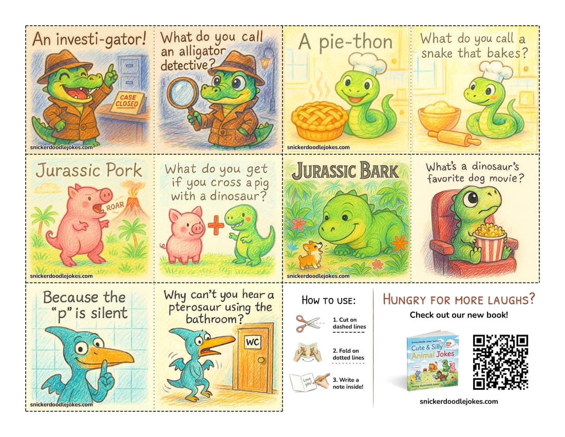 Dinos & Reptiles joke notes pack 1