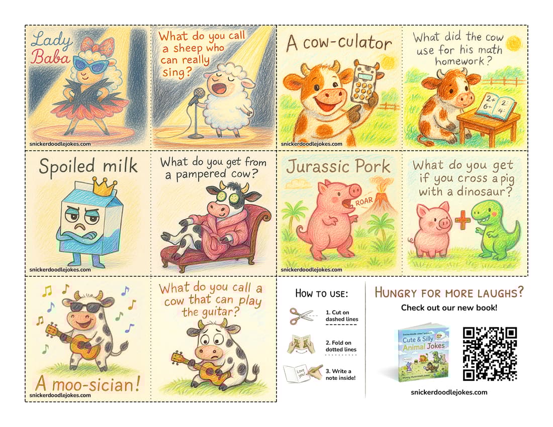 Farm Animals joke notes pack 1