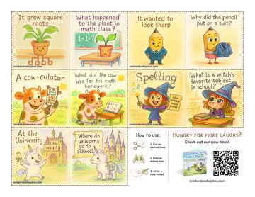 School & Work joke notes sheet