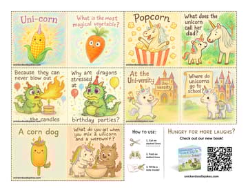 Mythical Creatures joke notes sheet