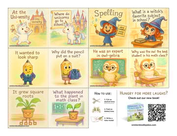 School & Work joke notes sheet