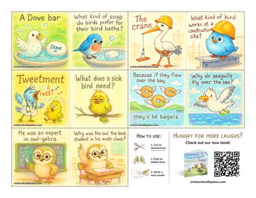 Birds joke notes sheet