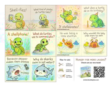 Sea Creatures joke notes sheet