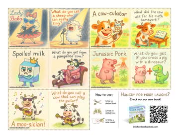 Farm Animals joke notes sheet