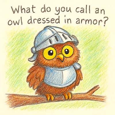 What do you call an owl dressed in armor?