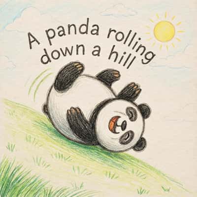 A panda rolling down a hill