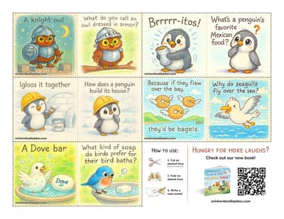Birds joke notes sheet