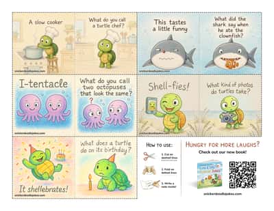 Sea Creatures joke notes sheet