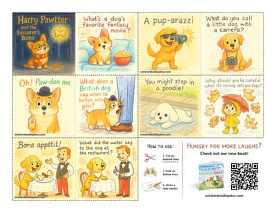 Dogs joke notes sheet