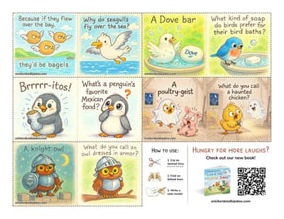 Birds joke notes sheet