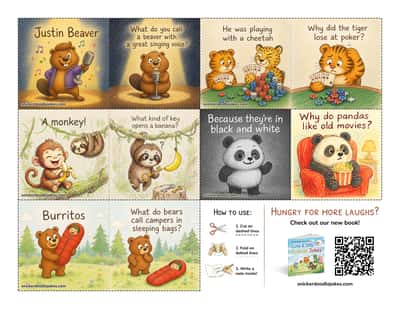 Forest Animals joke notes sheet