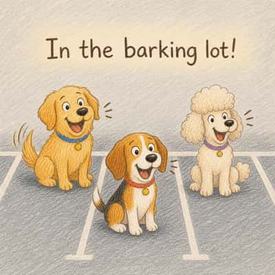 In the barking lot!
