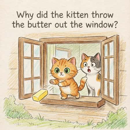 Why did the kitten throw the butter out the window?
