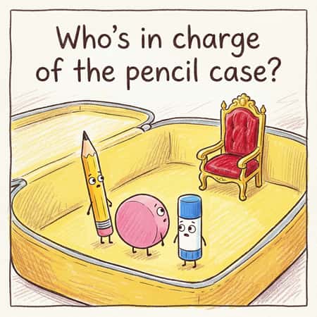 Who's in charge of the pencil case?