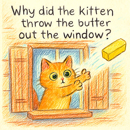 Why did the kitten throw the butter out the window?