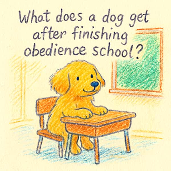 What does a dog get after finishing obedience school?