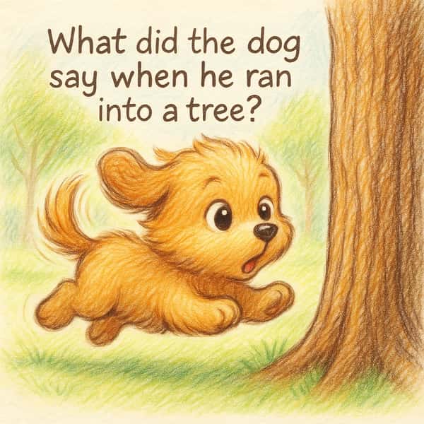 What did the dog say when he ran into a tree?