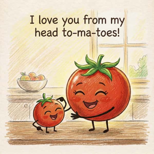 "I love you from my head to-ma-toes!"