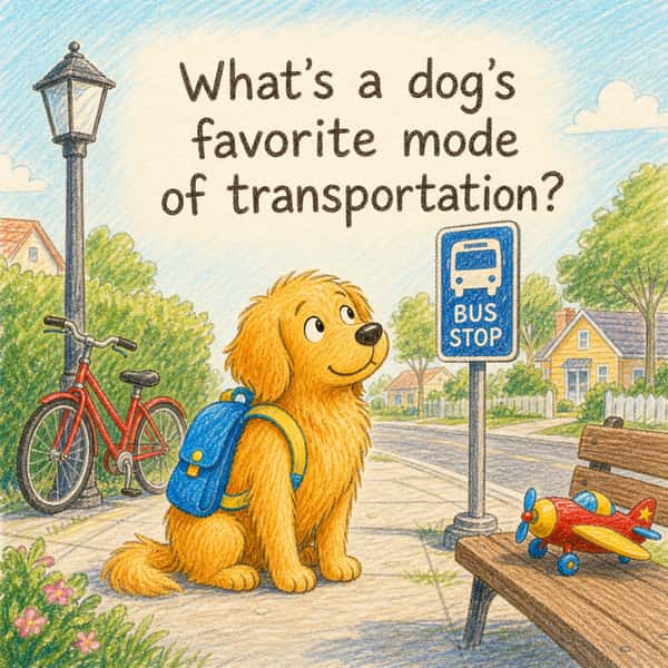 What's a dog's favorite mode of transportation?