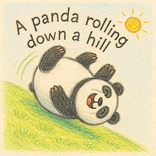 A panda rolling down a hill