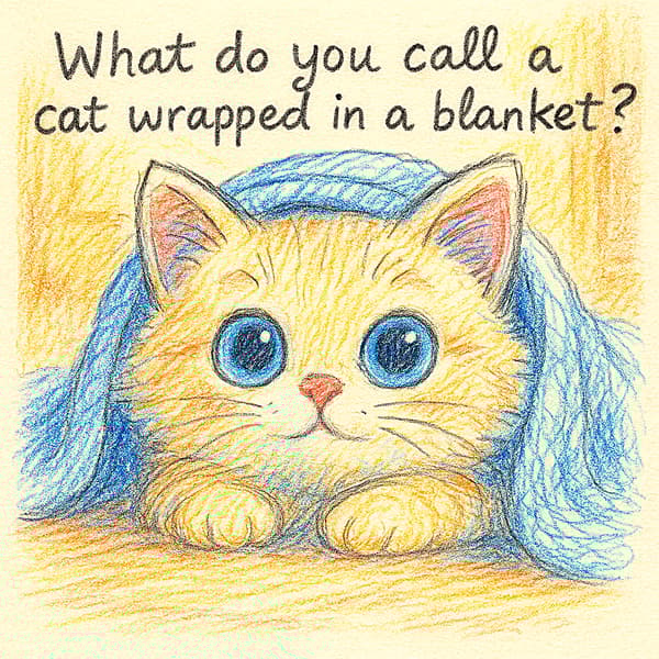 What do you call a cat wrapped in a blanket?