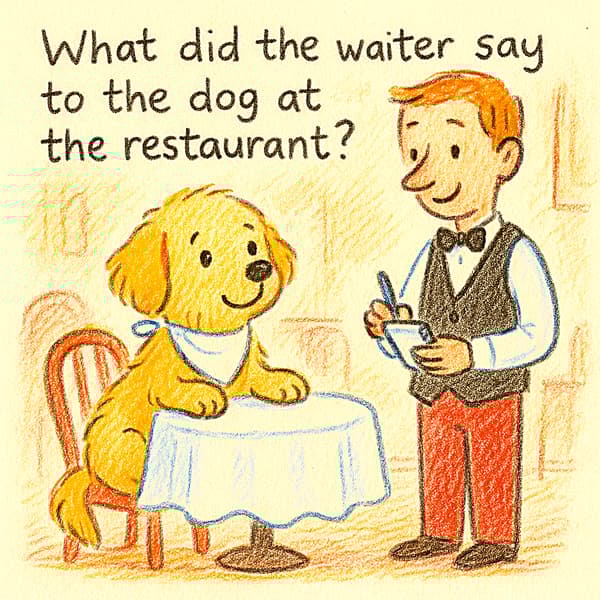 What did the waiter say to the dog at the restaurant?