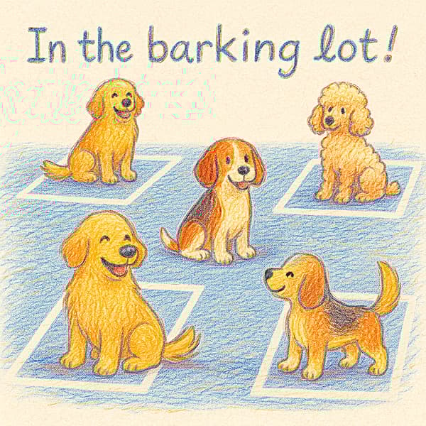 In the barking lot!