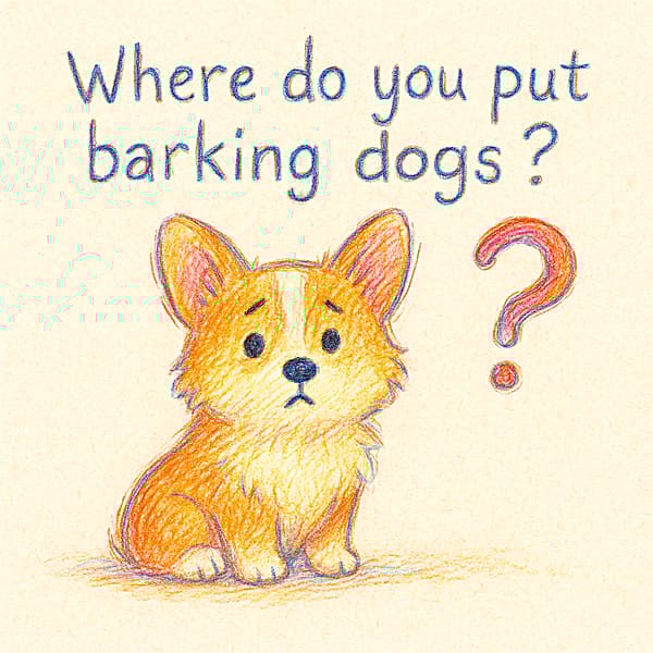 Where do you put barking dogs?