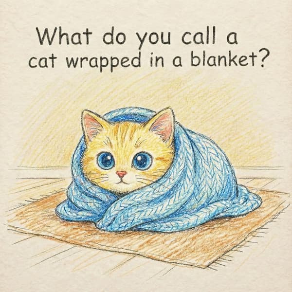 What do you call a cat wrapped in a blanket?