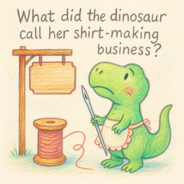 What did the dinosaur call her shirt-making business?