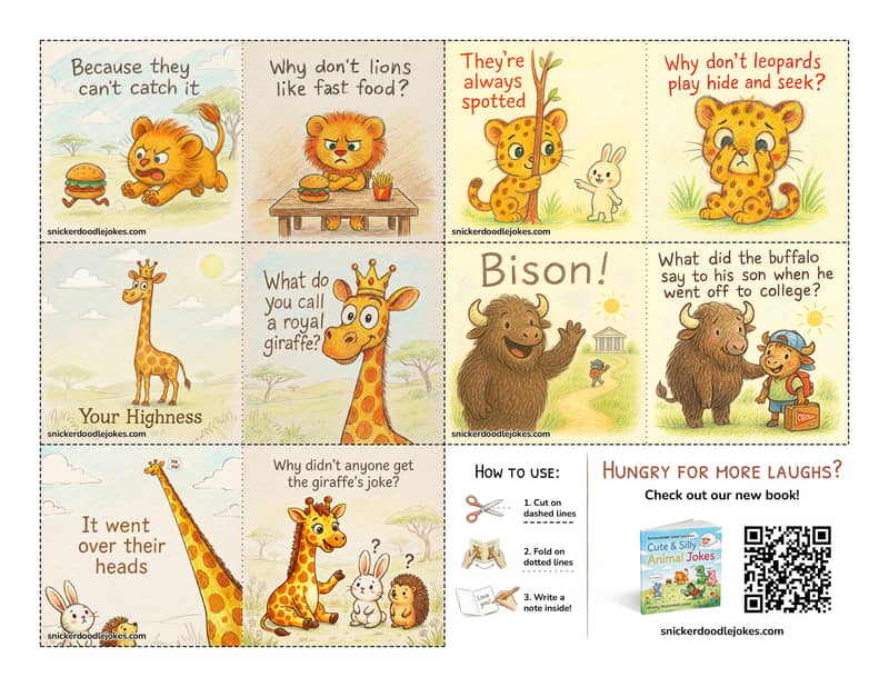 Safari Animals joke notes pack 1