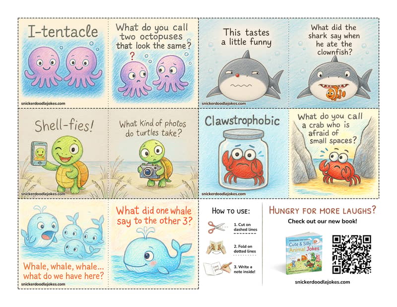 Sea Creatures joke notes pack 1