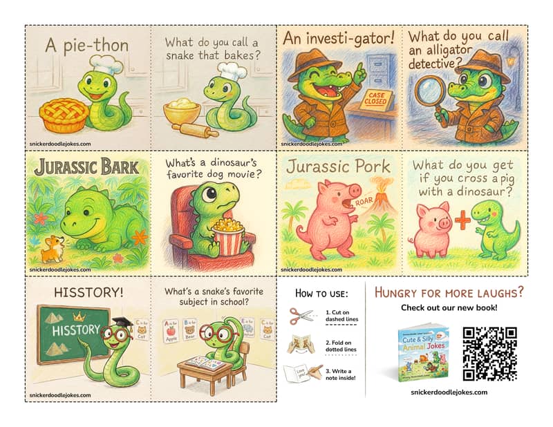 Dinos & Reptiles joke notes pack 1