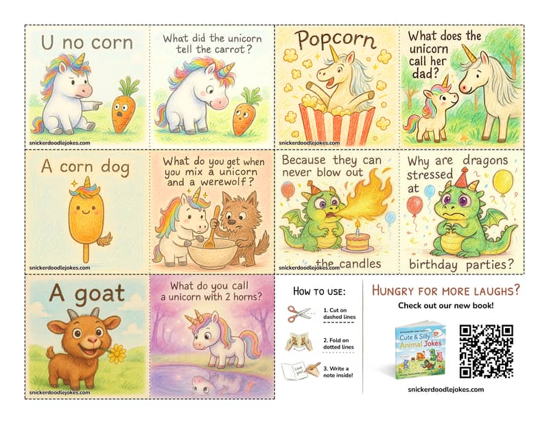 Mythical Creatures joke notes pack 1